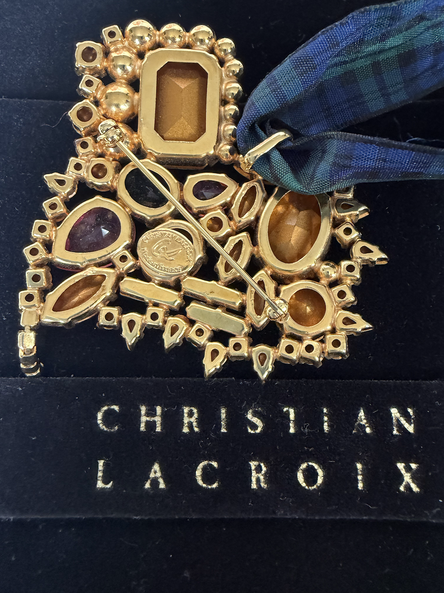 christian lacroix vintage couture statement large multicoloured heart brooch & pendant c.1990s