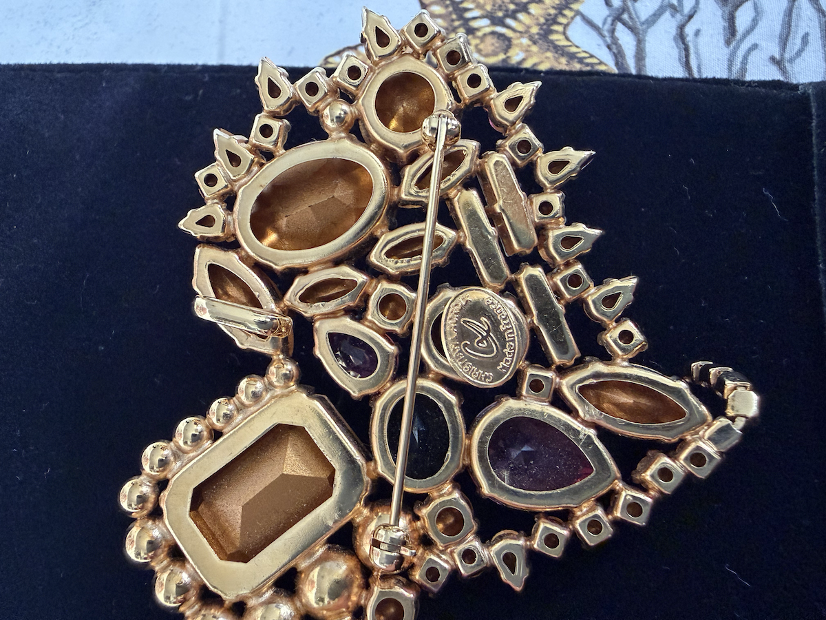 christian lacroix vintage couture statement large multicoloured heart brooch & pendant c.1990s