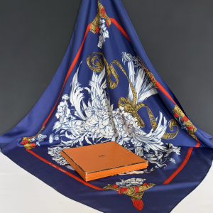 hermÈs silk scarf regina blue gold red by leila menchari 1972 first edition w/box