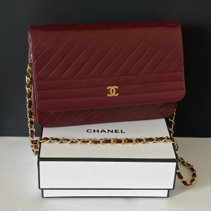 1983 chanel vintage burgundy red quilted lambskin classic flap bag 24k gold hardware w/box