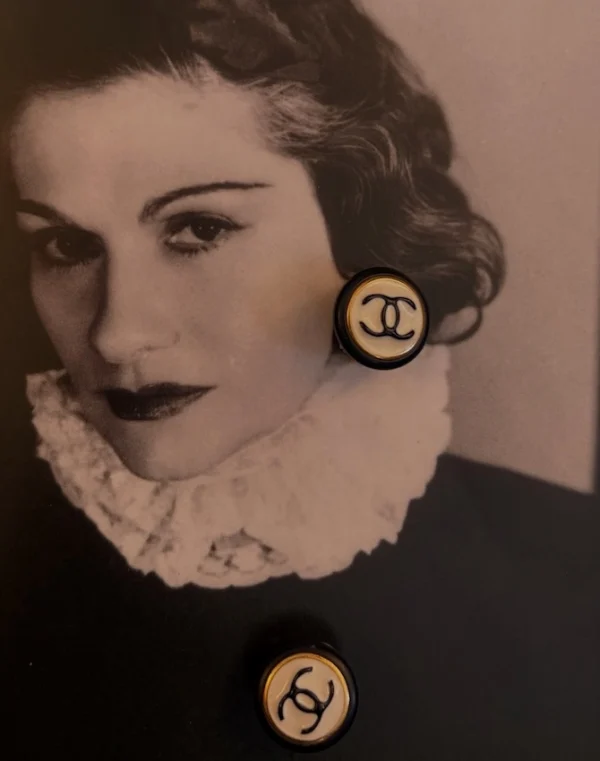 chanel 1996 cc logo button earrings