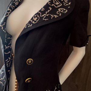 chanel vintage spring 1993 runway black beige camellia linen jacket