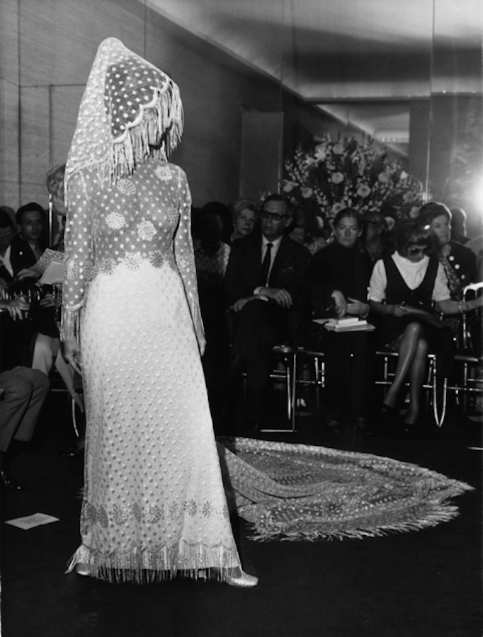 christian dior vintage couture 41774 bridal lace embroidery long dress made in england c.1960s 1970s