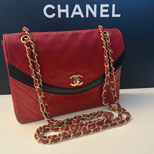 chanel 1984 archival coco chanel letter box red double flap lambskin quilted 24k ghw bag w/box