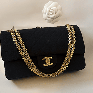 chanel archive iconic black jersey 2.55 double flap quilted 24k ghw bag w/box c.1983 1984