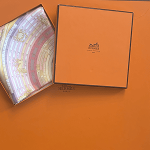 hermÈs silk scarf gavroche astrologie dies et hore pink gold by françoise façonnet 1985 w/box